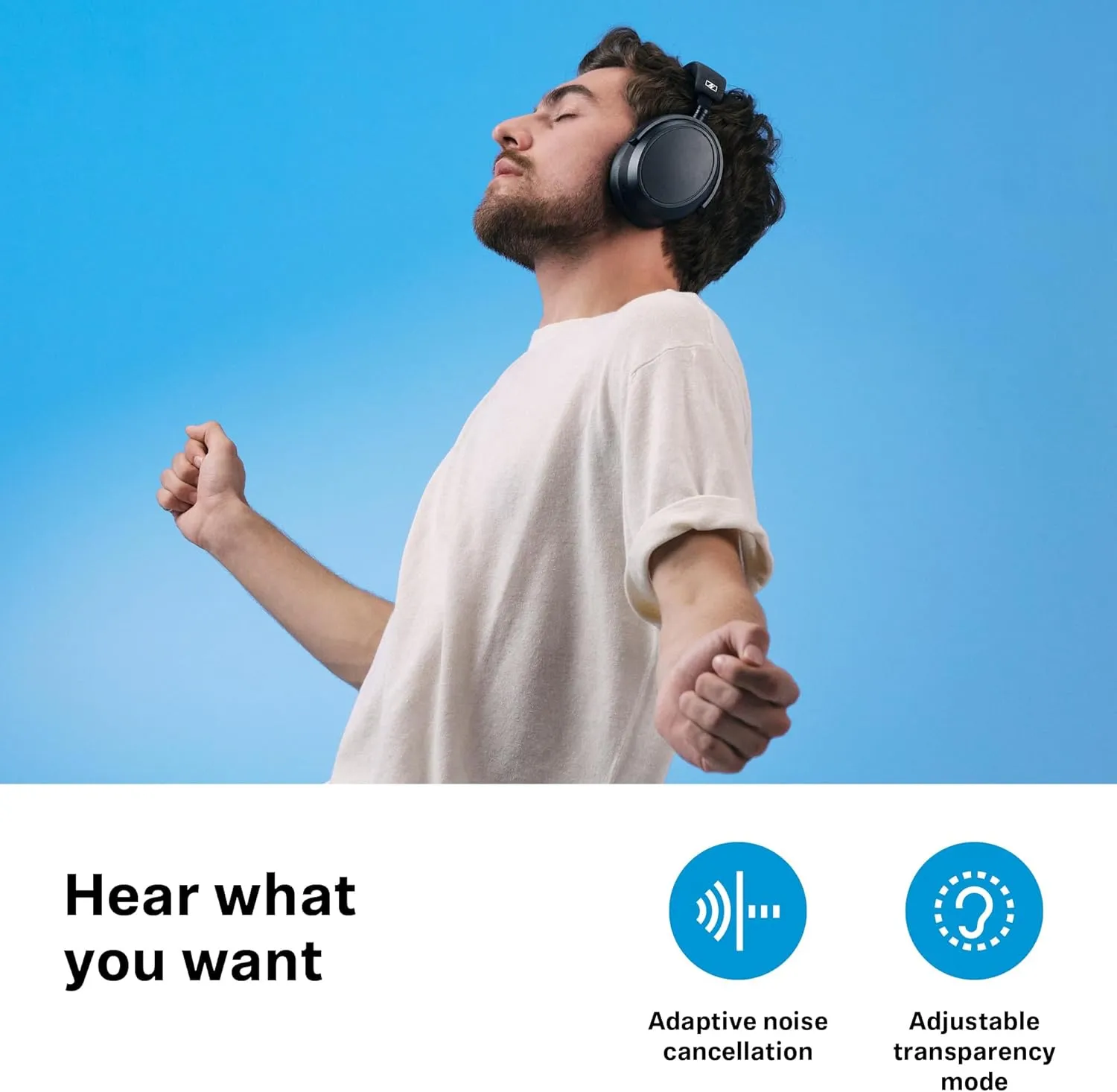 Sennheiser Consumer Audio Momentum 4 Wireless Headphones - Bluetooth Headset for Crystal-Clear Calls with Adaptive Noise Cancellation, 60h Battery Life, Customizable Sound, White (509267)