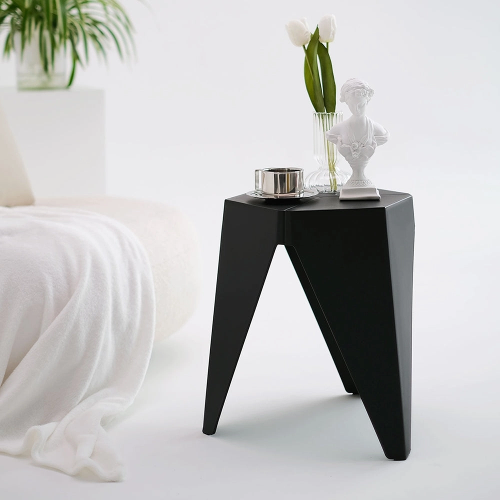 Set of 4 Nordic Stool Side Tables - Black