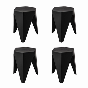 Set of 4 Nordic Stool Side Tables - Black