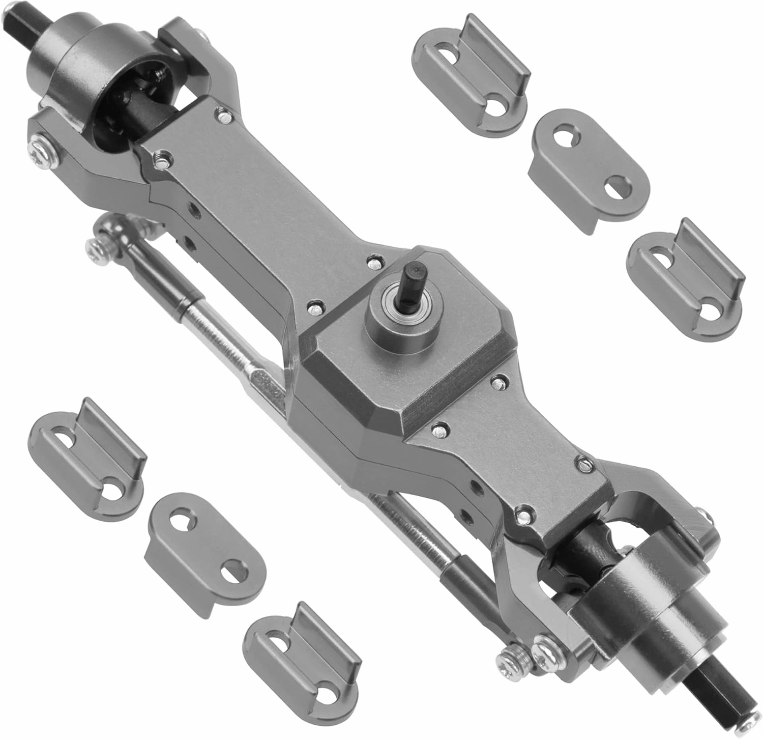 ShareGoo 3Pcs B16 Straight Axle Set Front Middle Rear Aluminum Complete Axle Compatible with WPL B16 B36 JJRC Q60 Q63 Q64 FY004 6X6 6WD 1/16 RC Car (Titanium)