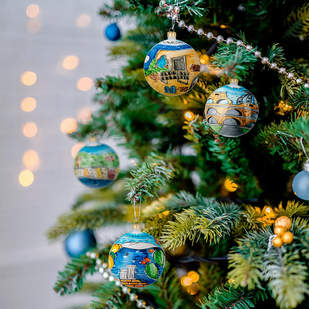 SICILIA Hand-Painted Christmas Balls Ornaments