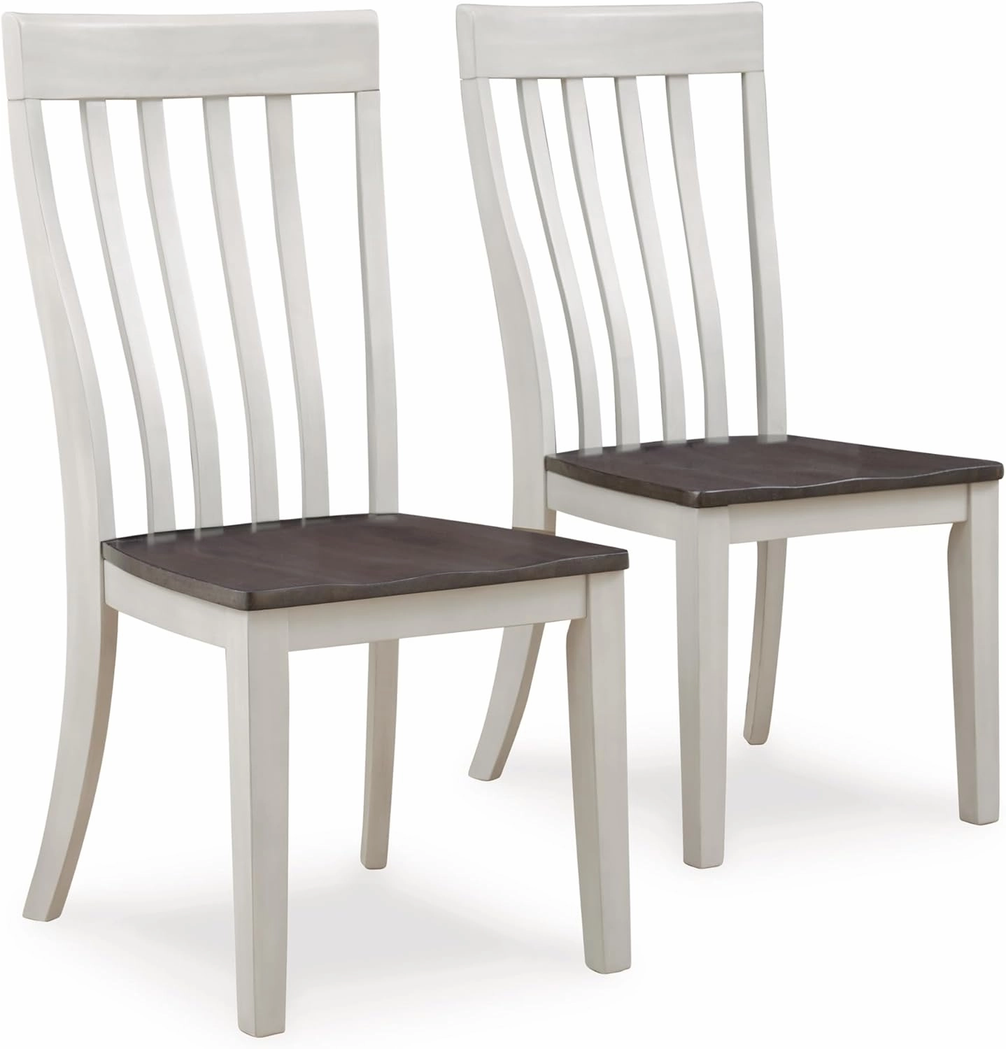 Signature Design by Ashley Darborn Farmhouse Armless Dining Chair with Contoured Seat, Set of 2, White & Gray