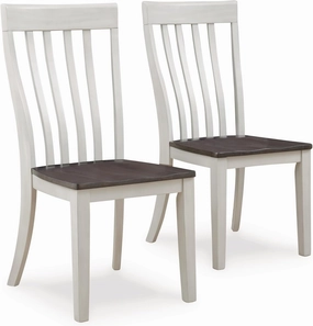 Signature Design by Ashley Darborn Farmhouse Armless Dining Chair with Contoured Seat, Set of 2, White & Gray