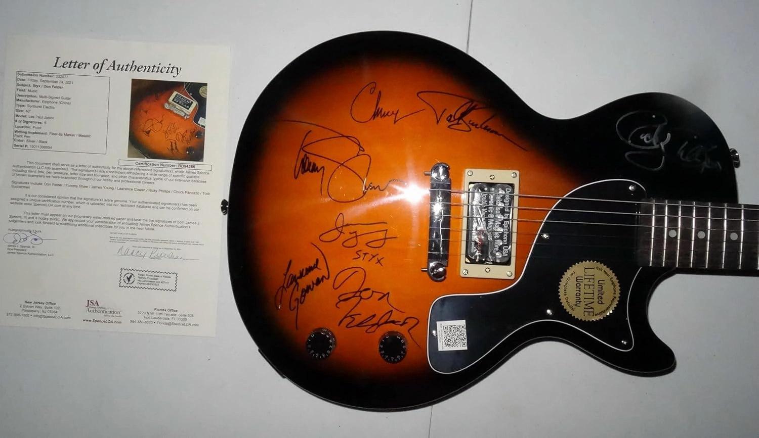 Signed Styx With Eagles Don Felder Autographed Guitar Certified Jsa Loa #bb94386