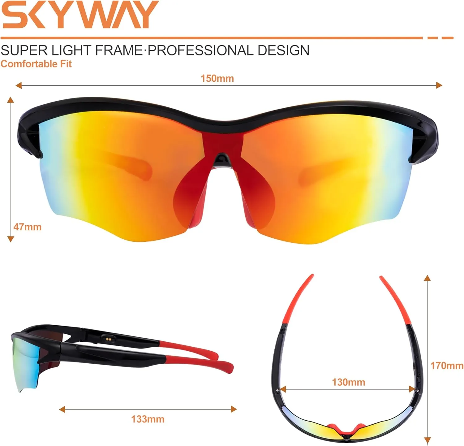 SKYWAY Sports Smart Glasses,Cycling Bluetooth Sunglasses for Men &Women, All-Day Comfort & UV Protection Blue Light Glasses