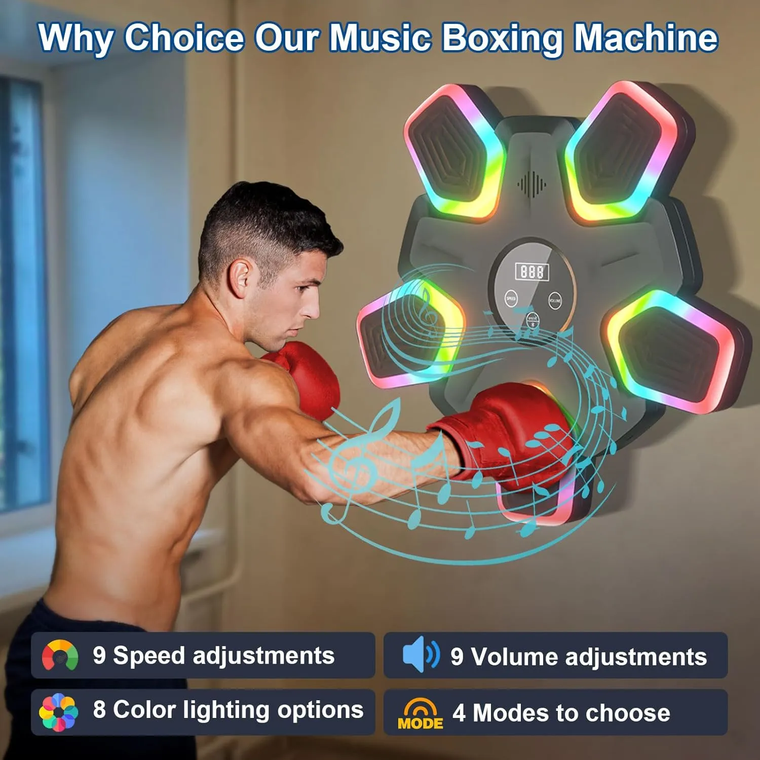 Smart Bluetooth Music Boxing Machine with Boxing Gloves 2024 Upgrade Boxing Machine Wall Mounted for Adults and Kid Equipment for Home Indoor Workout and Gym
