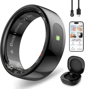 Smart Ring with Instant Notification Alerts & Gesture Control - Sleep Tracker Ring, Fitness Ring for Steps & Heart Rate, IP68 Waterproof Black #07