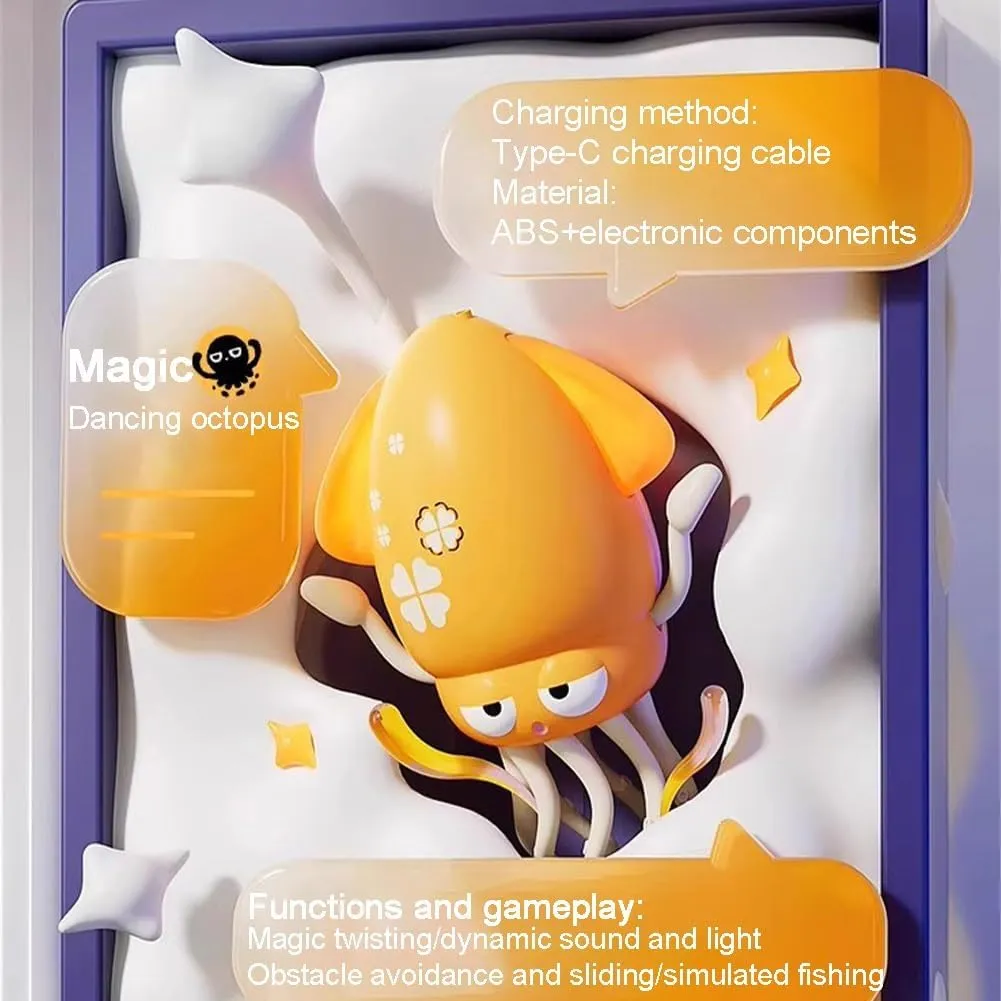 Smart Tentacle Explorer, Wiggly Wonder Octopus, Playful Dancing Octopus Toy, Crazy 8-Leg Auto-Dance Octopuses Toy, Electric Crawling Magic Dancing Squid Toys with Lights & Music Sensor(Set 4)