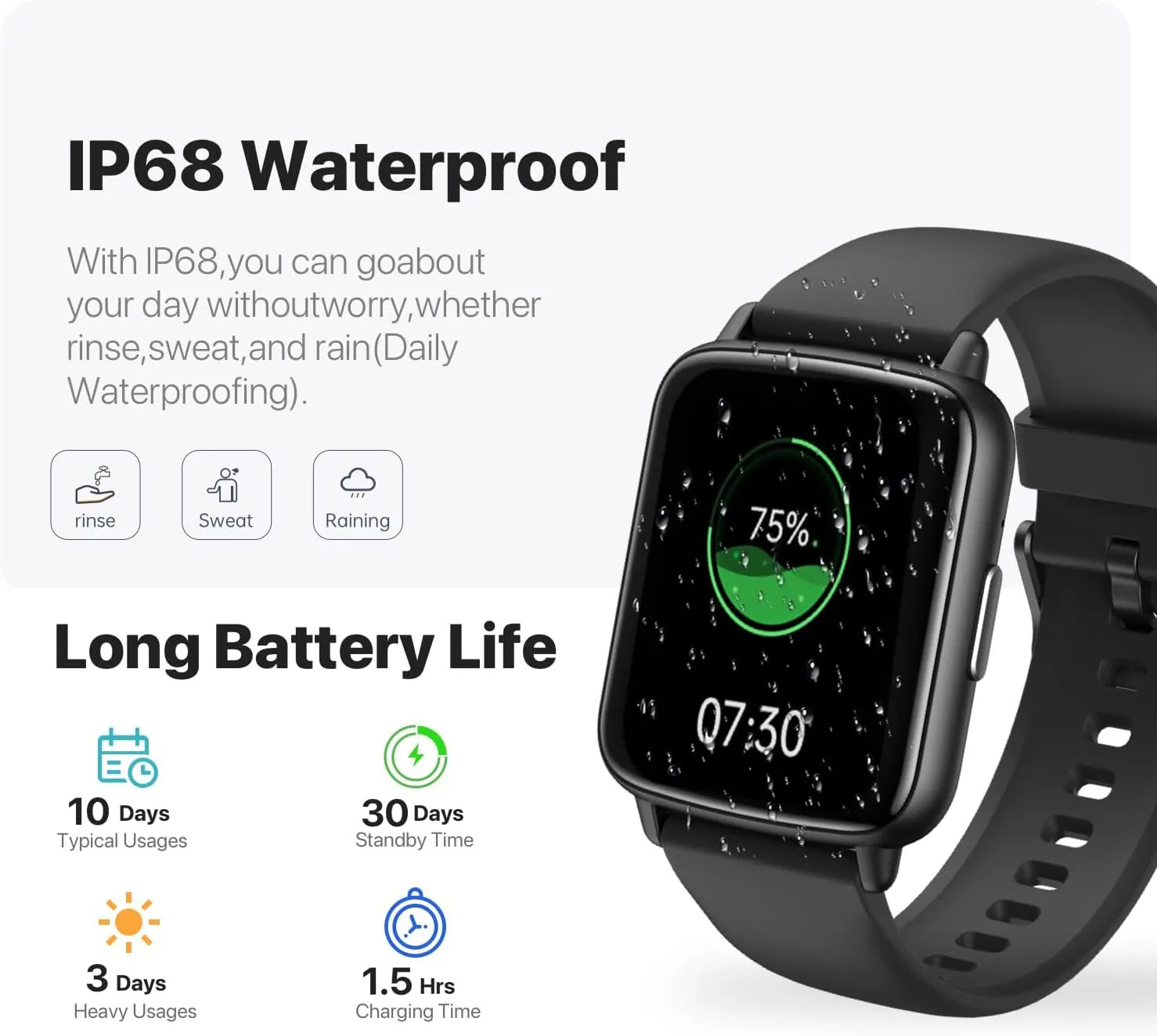 Smart Watch, 1.83" HD Smartwatch for Men Women (Answer/Make Calls), Fitness Watch with 100  Sport Modes, IP68 Waterproof/Heart Rate/Sleep Monitor, Activity Trackers for Android (Silver White)