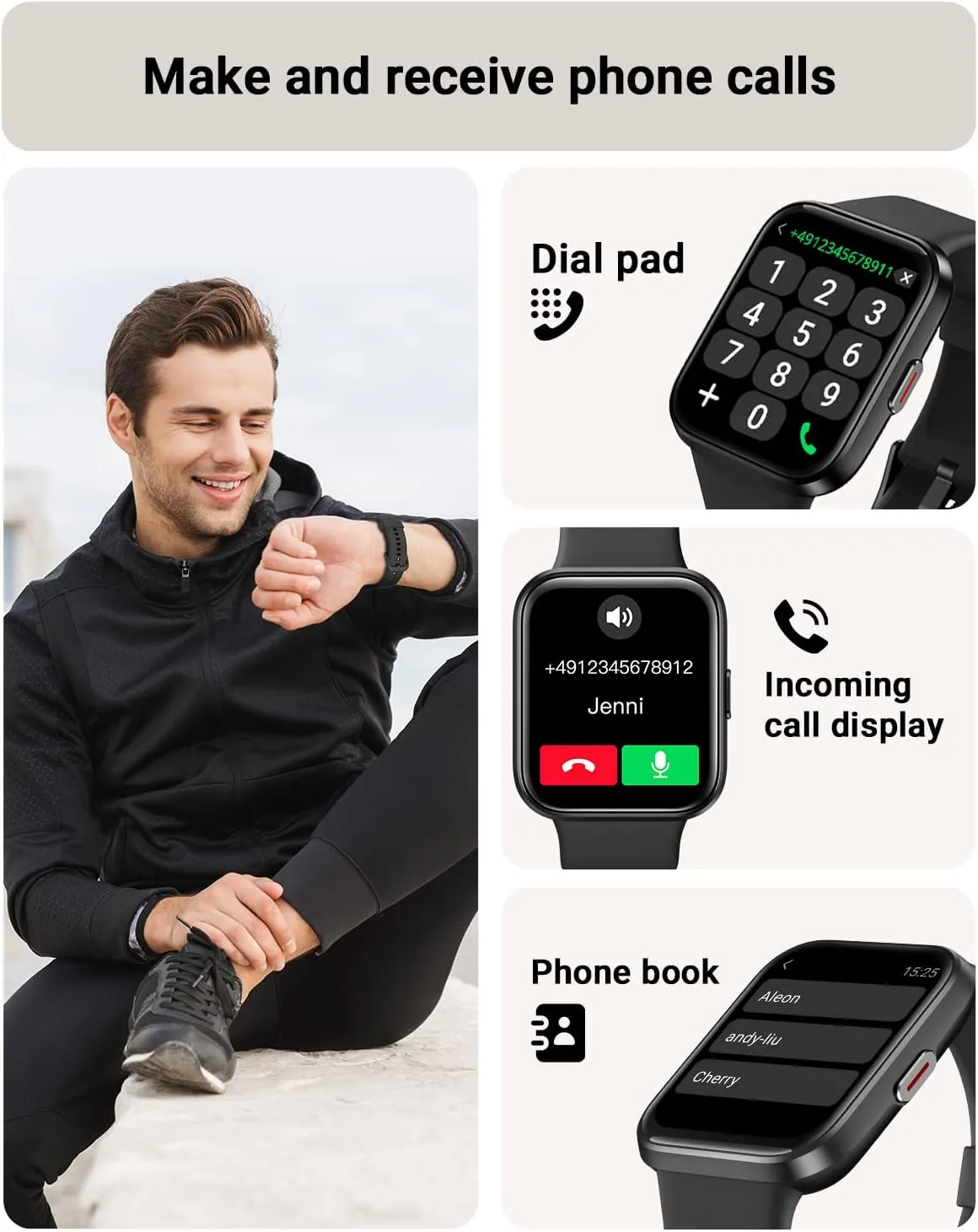 Smart Watch for Men Android & iPhone, Alexa Built-in, 1.8" Touch Screen Fitness Tracker with Answer/Make Calls, IP68 Waterproof Heart Rate/Sleep/SpO2 Monitor, Pedometer, 100  Sport Modes