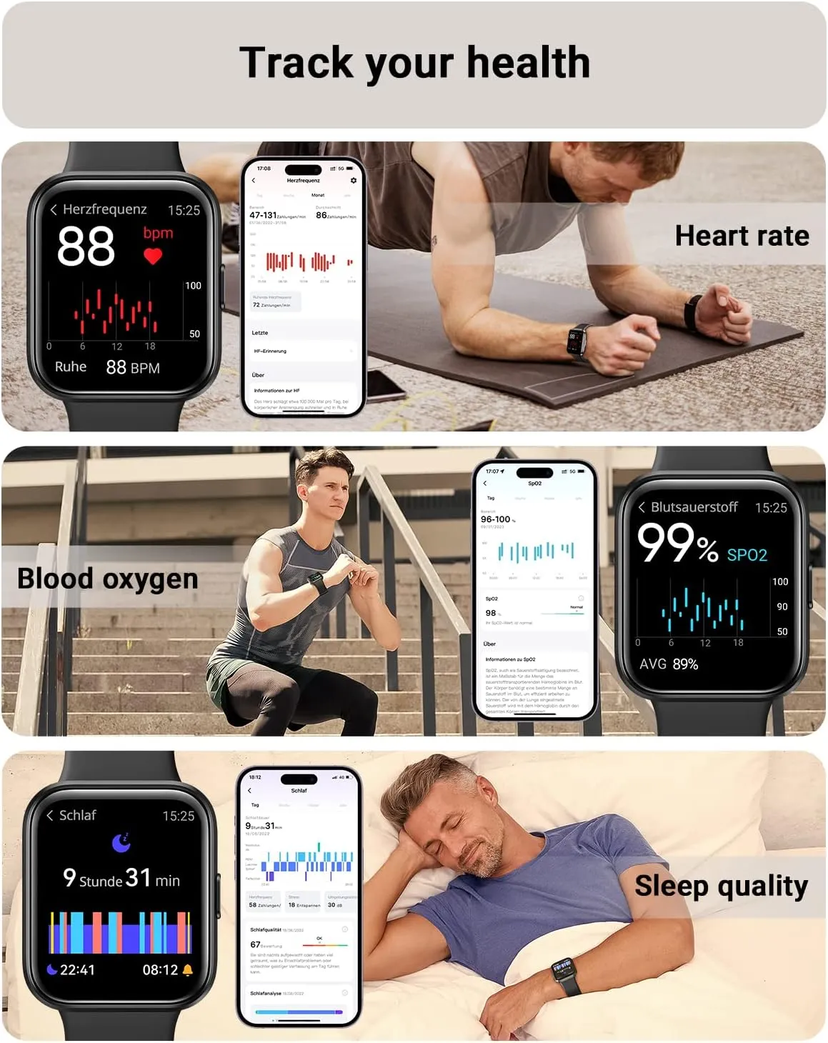 Smart Watch for Men Android & iPhone, Alexa Built-in, 1.8" Touch Screen Fitness Tracker with Answer/Make Calls, IP68 Waterproof Heart Rate/Sleep/SpO2 Monitor, Pedometer, 100  Sport Modes