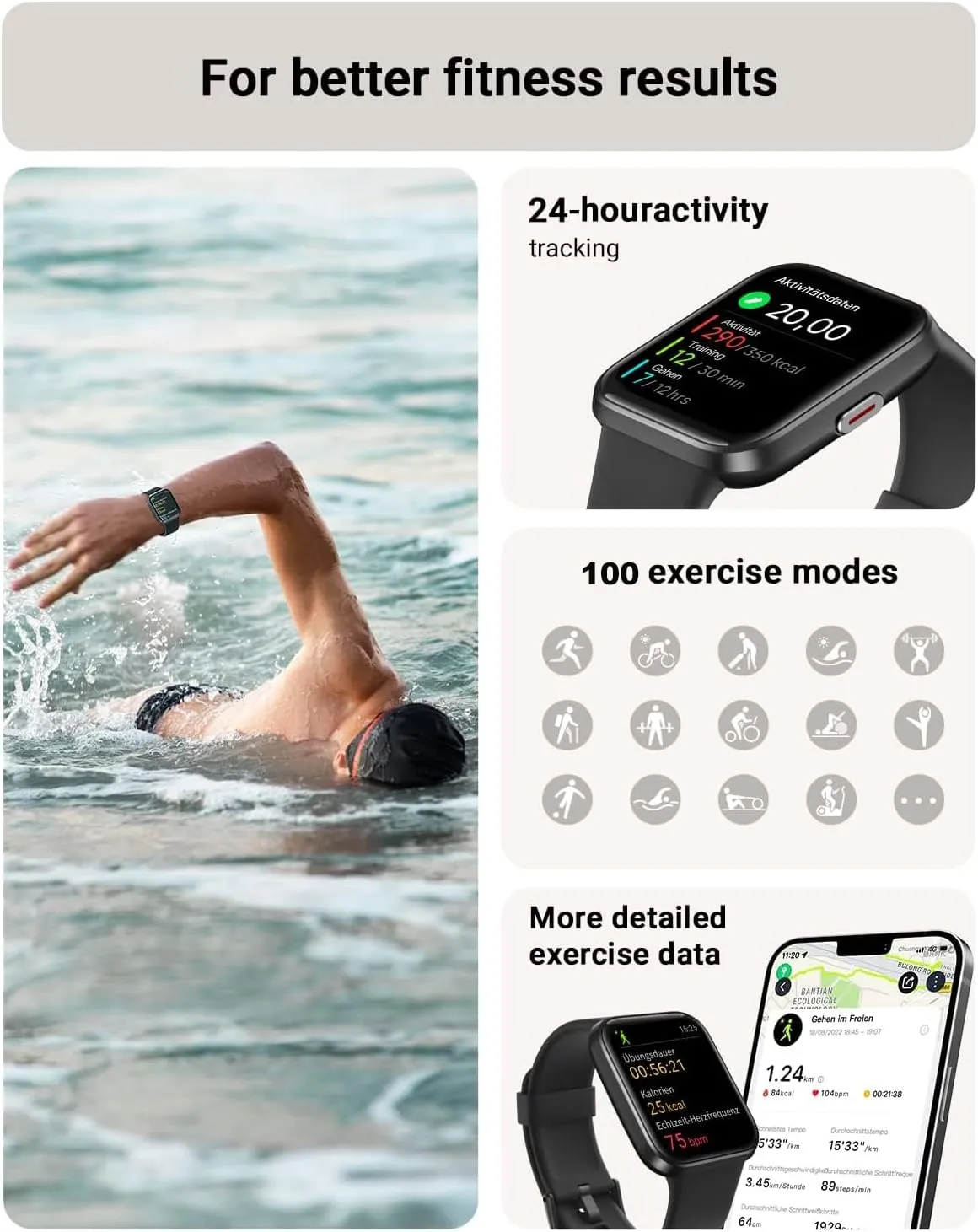 Smart Watch for Men Android & iPhone, Alexa Built-in, 1.8" Touch Screen Fitness Tracker with Answer/Make Calls, IP68 Waterproof Heart Rate/Sleep/SpO2 Monitor, Pedometer, 100  Sport Modes