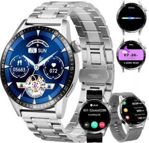 Smart Watch for Men with Answer/Make Calls, 1.39" HD Always Display Fitness Tracker Watch with Waterproof 190 Sports Modes Health Monitor Sleep Monitor for iOS Android (Silver)