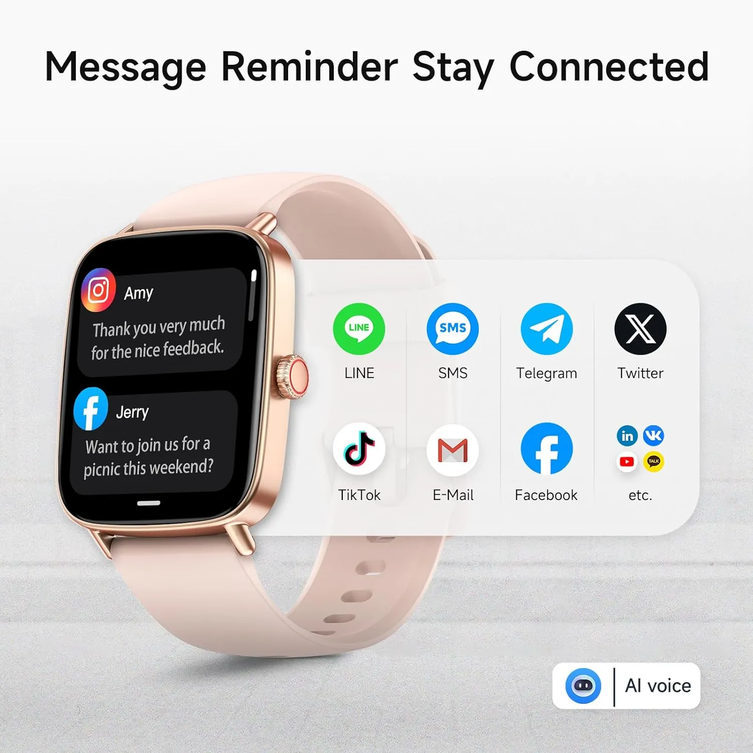 Smart Watch for Women, 1.85" HD Smartwatch Compatible iPhone/Samsung/Android (Answer/Make Calls), 100  Sport Modes Fitness Tracker with Heart Rate/Sleep/SpO2 Monitor, IP68 Waterproof Reloj Inteligente