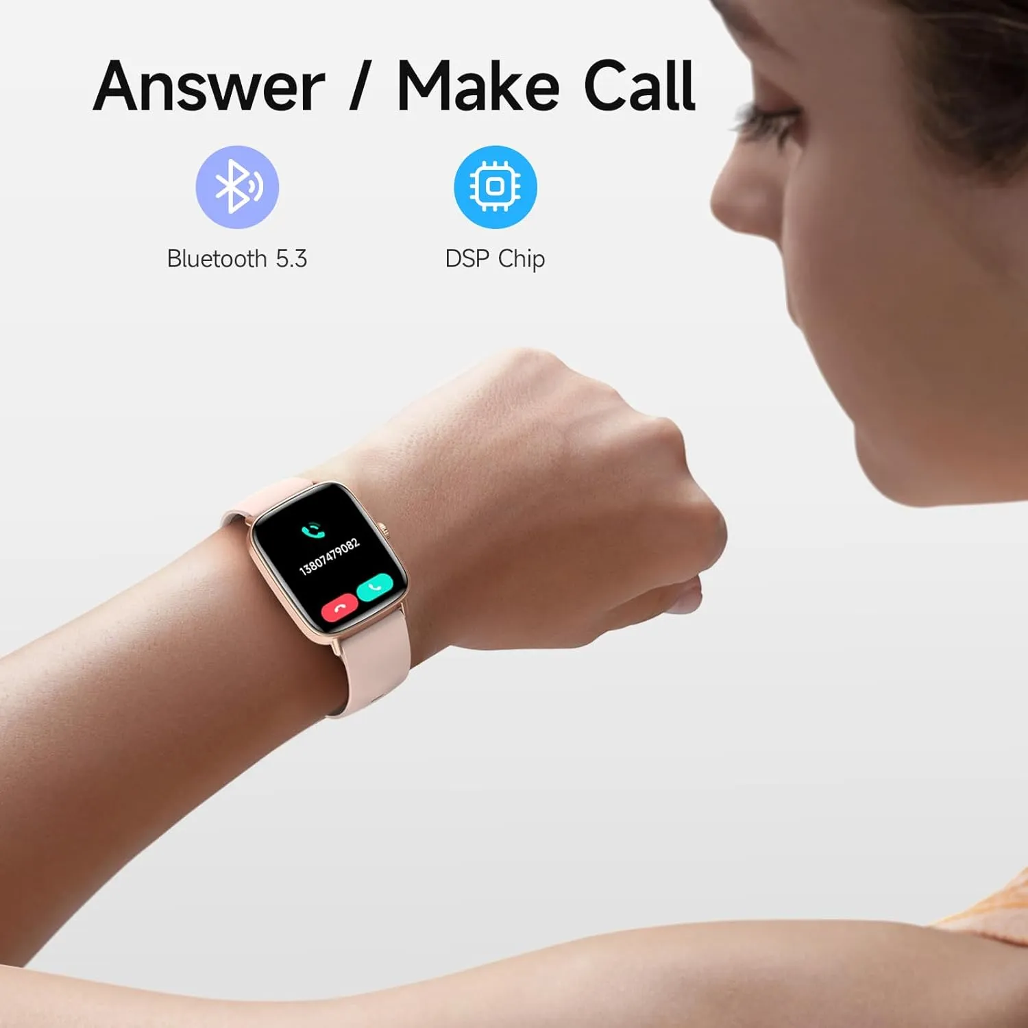 Smart Watch for Women, 1.85" HD Smartwatch Compatible iPhone/Samsung/Android (Answer/Make Calls), 100  Sport Modes Fitness Tracker with Heart Rate/Sleep/SpO2 Monitor, IP68 Waterproof Reloj Inteligente