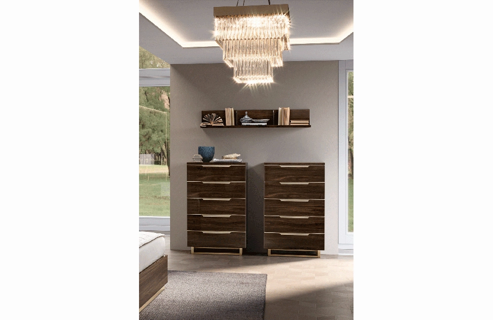 Smart Double dresser w/ mirror and chest Walnut