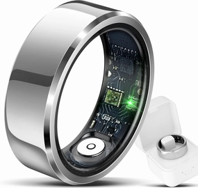 Smart Ring for Men & Women, Wellness & Fitness Tracker with Sleep/Step/Heart Rate/Blood Oxygen/Calorie Counter, IP68 Waterproof Wearable Ring for iOS Android Silver #7