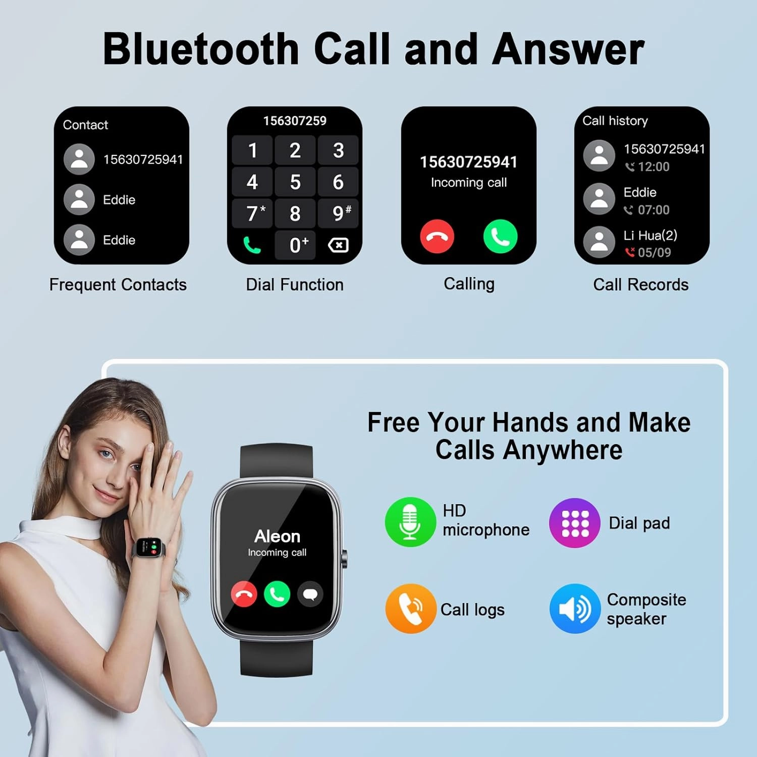 Smart Watch, 1.91" HD Smartwatch for Men Women (Answer/Make Call), 2025 Fitness Watch Heart Rate/Activity/Step/Sleep Monitor, IP68 Waterproof 110  Sport Mode, Step Counter Black