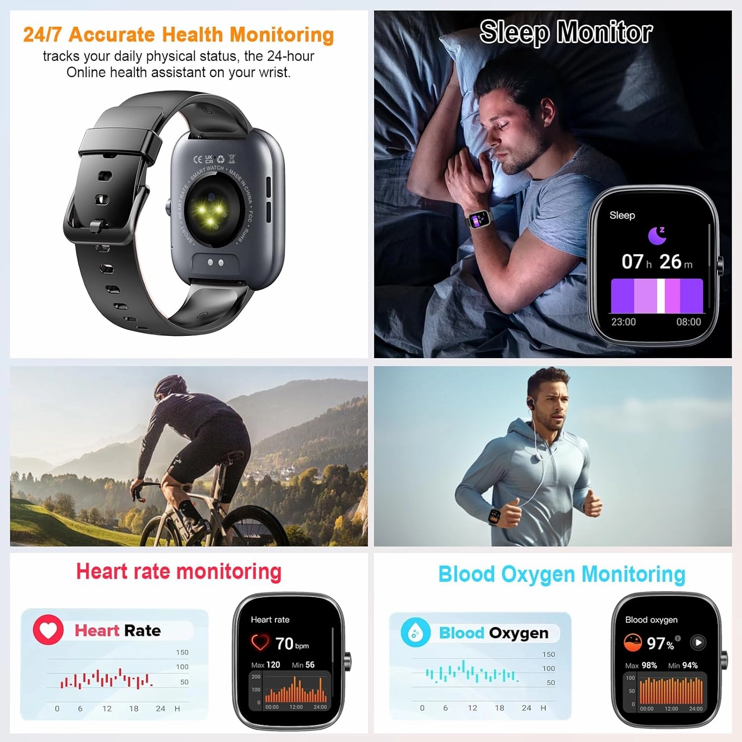 Smart Watch, 1.91" HD Smartwatch for Men Women (Answer/Make Call), 2025 Fitness Watch Heart Rate/Activity/Step/Sleep Monitor, IP68 Waterproof 110  Sport Mode, Step Counter Black