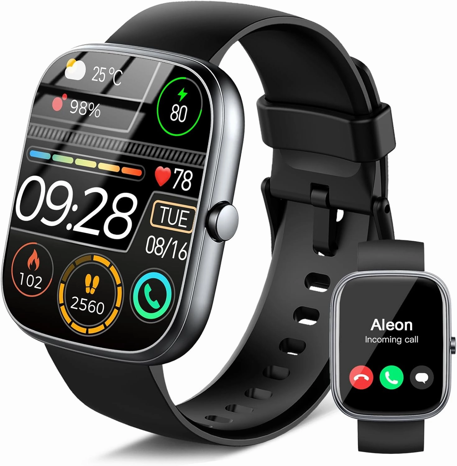 Smart Watch, 1.91" HD Smartwatch for Men Women (Answer/Make Call), 2025 Fitness Watch Heart Rate/Activity/Step/Sleep Monitor, IP68 Waterproof 110  Sport Mode, Step Counter Black