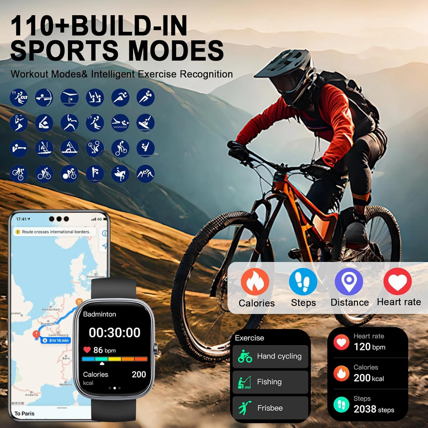 Smart Watch, 1.91" HD Smartwatch for Men Women (Answer/Make Call), 2025 Fitness Watch Heart Rate/Activity/Step/Sleep Monitor, IP68 Waterproof 110  Sport Mode, Step Counter Black