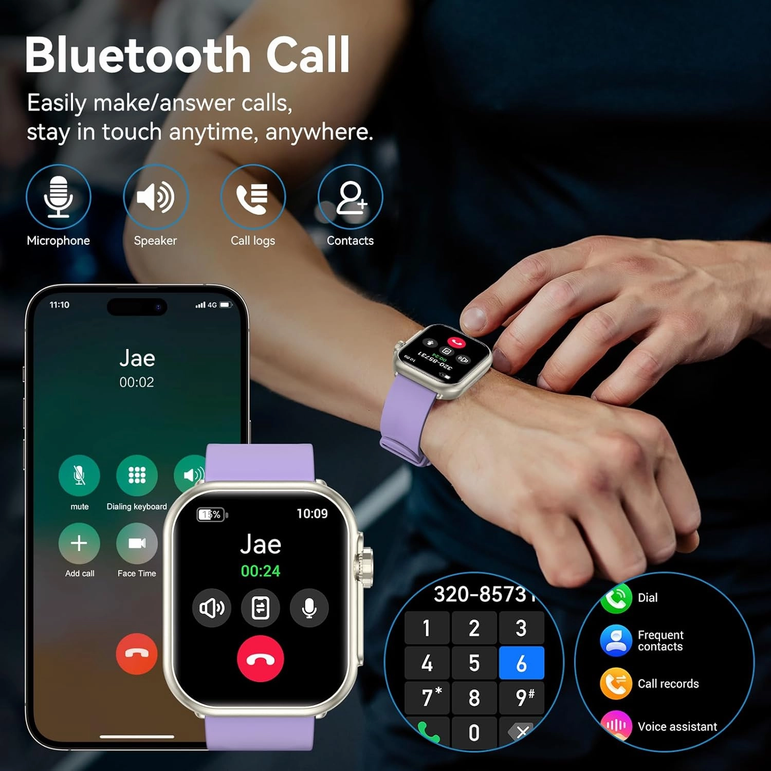 Smart Watch for Men Women, 1000 mAh 100 Day Battery Life, 1.85" Fitness Tracker with Call Function, 110  Sport Modes, Heart Rate, Sleep Monitor Fitness Watch, IP68 Waterproof, Compatible iOS Android