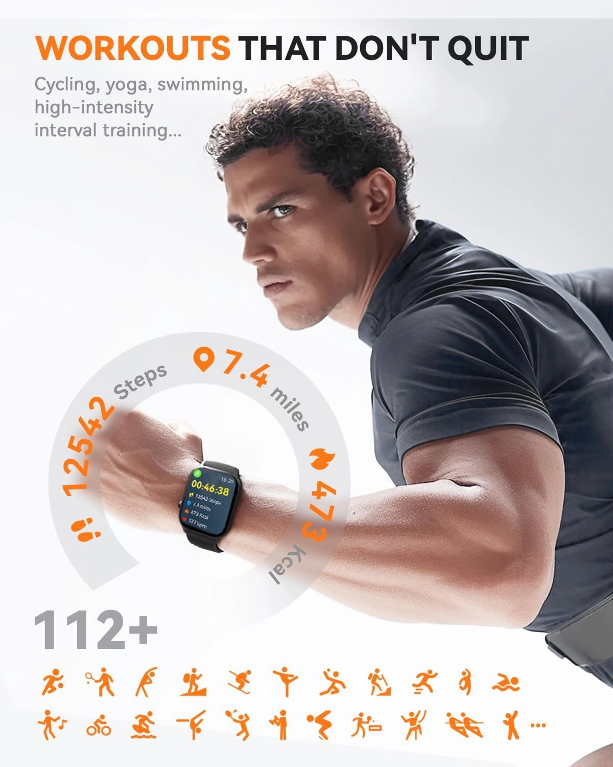 Smart Watch for Men Women- Answer/Make Call, 2024 IP68 Waterproof Fitness Tracker Watch with Heart Rate Monitor Sleep Step Counter Activity Smartwatch for Samsung Andriod iPhone iOS Compatible