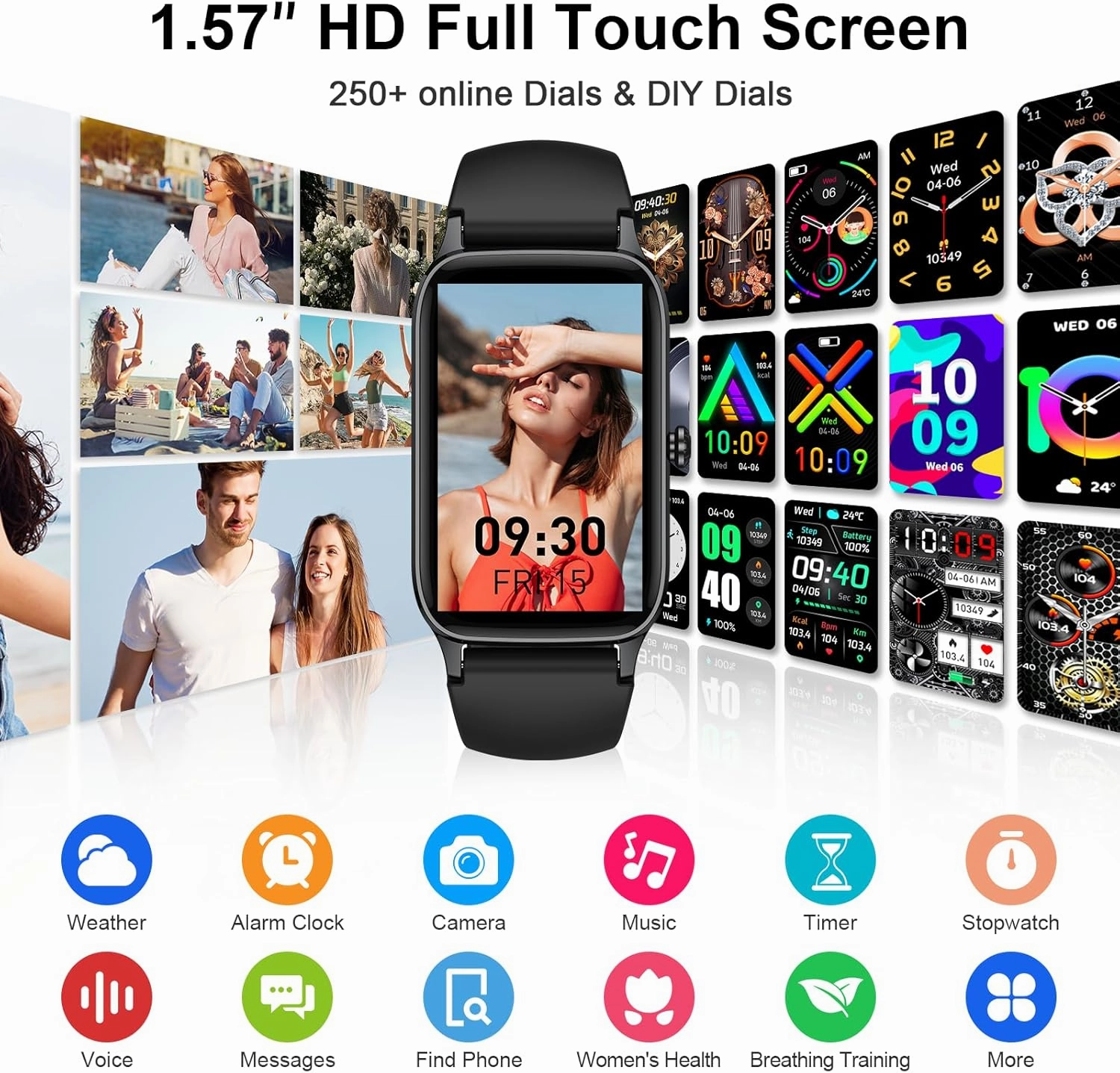 Smart Watch for Men Women(Answer/Make Call), 2025 Fitness Activity Tracker 1.57” Smartwatch with Heart Rate/Sleep Monitor/Pedometer/Calories/110  Sports, IP68 Waterproof Fitness Watch for Android iOS