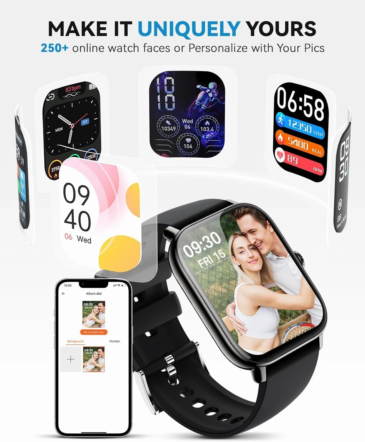 Smart Watch for Women Men- Answer/Make Call, 2025 IP68 Waterproof Fitness Step Sleep Tracker Watch with Monitor Activity Counter Smartwatch for Andriod iPhone iOS Samsung Compatible