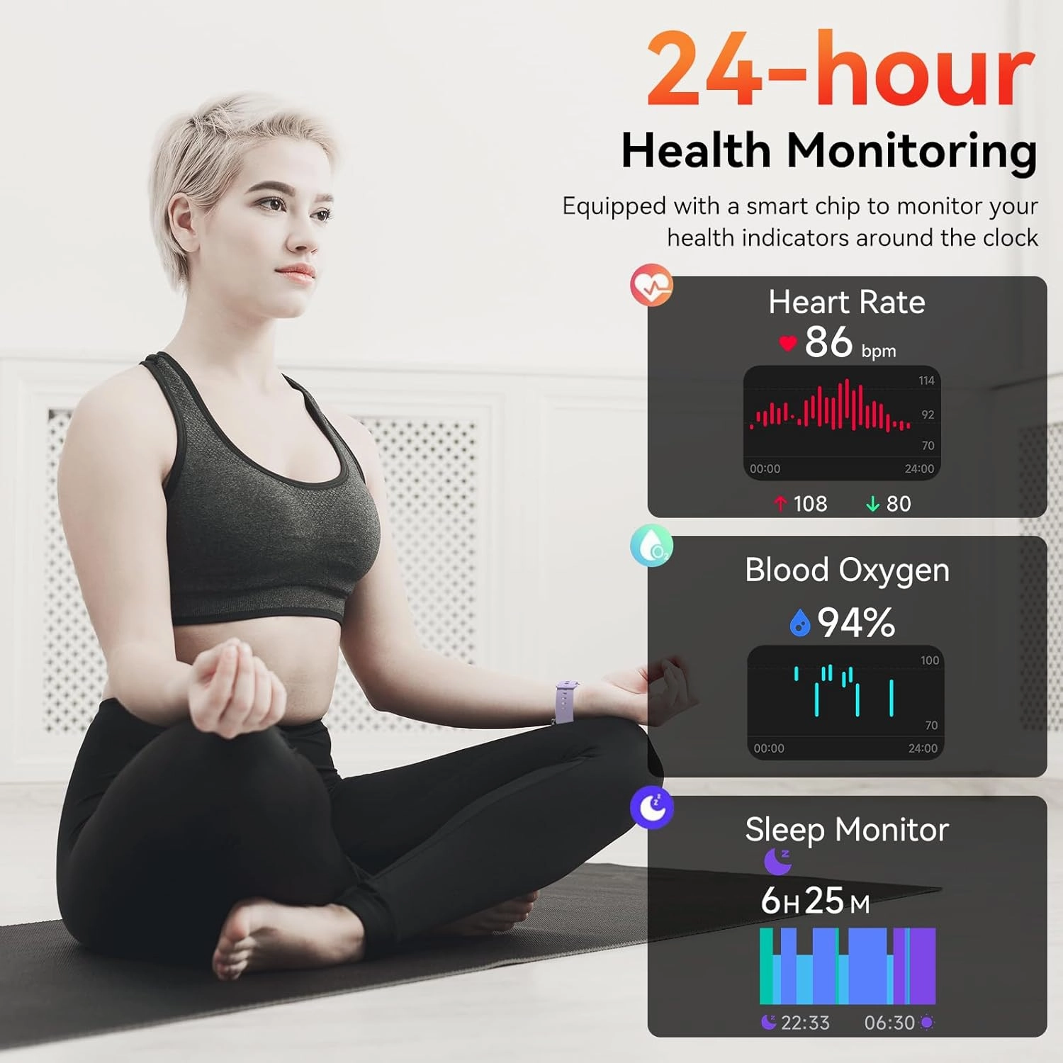 Smart Watch with Alexa Built-in, 1.83" HD Touchscreen, Bluetooth Call/Make Calls, IP68 Waterproof Fitness Tracker with 120  Sport Modes, 24/7 Heart Rate & Sleep Monitor for iOS/Android (Purple)