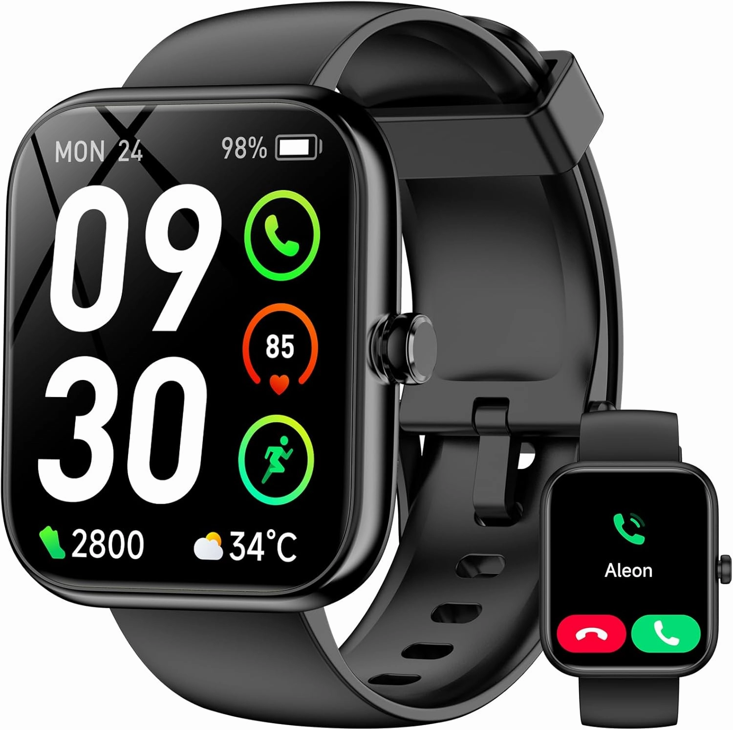 Smart Watch with Alexa Built-in‌, 1.83" HD Fitness Tracker with Bluetooth Calls/Messages, IP68 Waterproof, 120 Sports Modes, 24/7 Heart Rate/Sleep Fitness Watch Compatible with iOS/Android (Black)