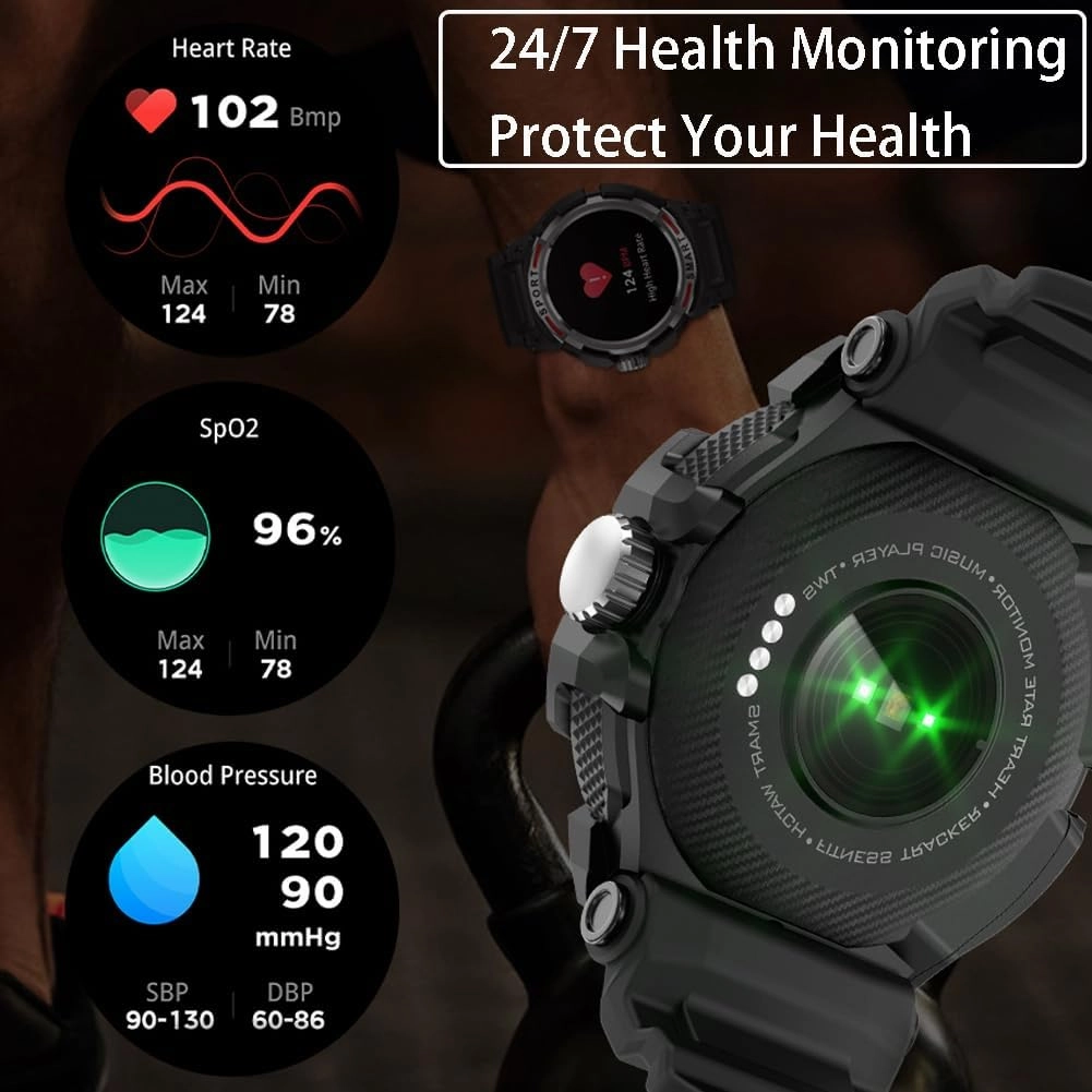 Smart Watch with Earbuds, 3 in 1 Bluetooth Smart Watch for Android iPhone, Fitness Tracker with Blood Oxygen Heart Rate Sleep Monitor, Long Time Standby Sports Smartwatch (Grey)