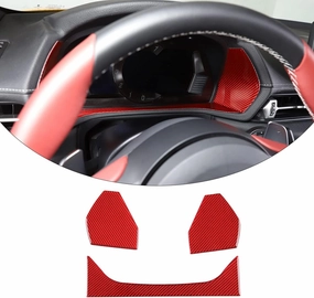Soft Carbon Fiber Car Center Control Dashboard Decorative Stickers Trim Fit for Toyota Supra GR A90 A91 MK5 2019 2020 2021 2022 2023 2024 (Red Carbon Fiber)