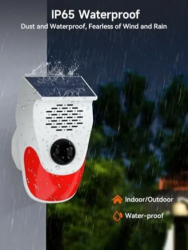 Solar Motion Sensor Alarm Outdoor Indoor, Motion Sensor Noise Maker with 8 Replaceable Recording, ±Volume, Light- Motion Detector Alarm, Motion Activated Deer Bear Intruder Deterrent Devcies