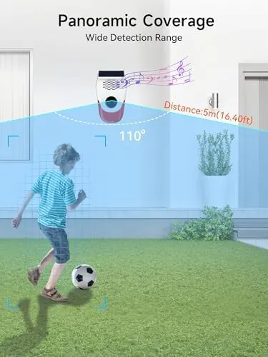 Solar Motion Sensor Alarm Outdoor Indoor, Motion Sensor Noise Maker with 8 Replaceable Recording, ±Volume, Light- Motion Detector Alarm, Motion Activated Deer Bear Intruder Deterrent Devcies