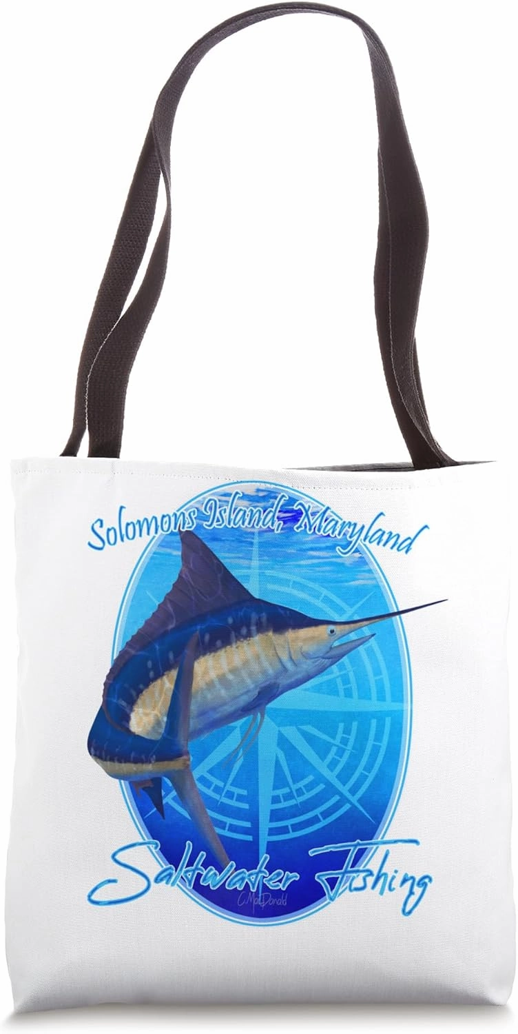 Solomons Island Maryland Sailfish Billfish Saltwater Fishing Tote Bag