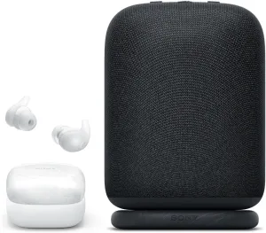 Sony LinkBuds Fit Truly Wireless Noise Canceling Earbud Headphones, Small & Light with Newly Developed Air Fitting Supporters, White LinkBuds Wireless Portable Bluetooth Speaker, Black
