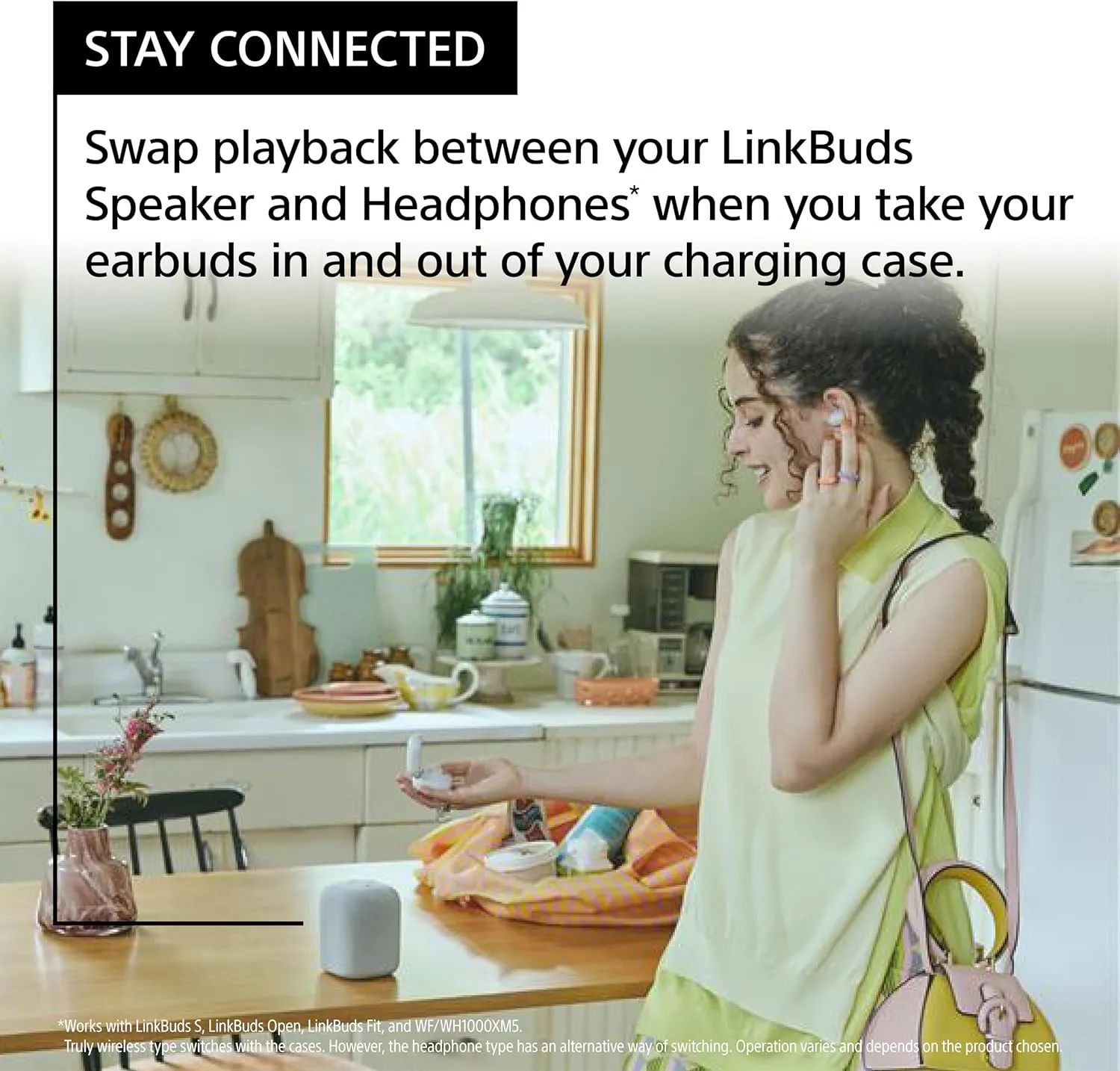 Sony LinkBuds Fit Truly Wireless Noise Canceling Earbud Headphones, Small & Light with Newly Developed Air Fitting Supporters, White LinkBuds Wireless Portable Bluetooth Speaker, Black