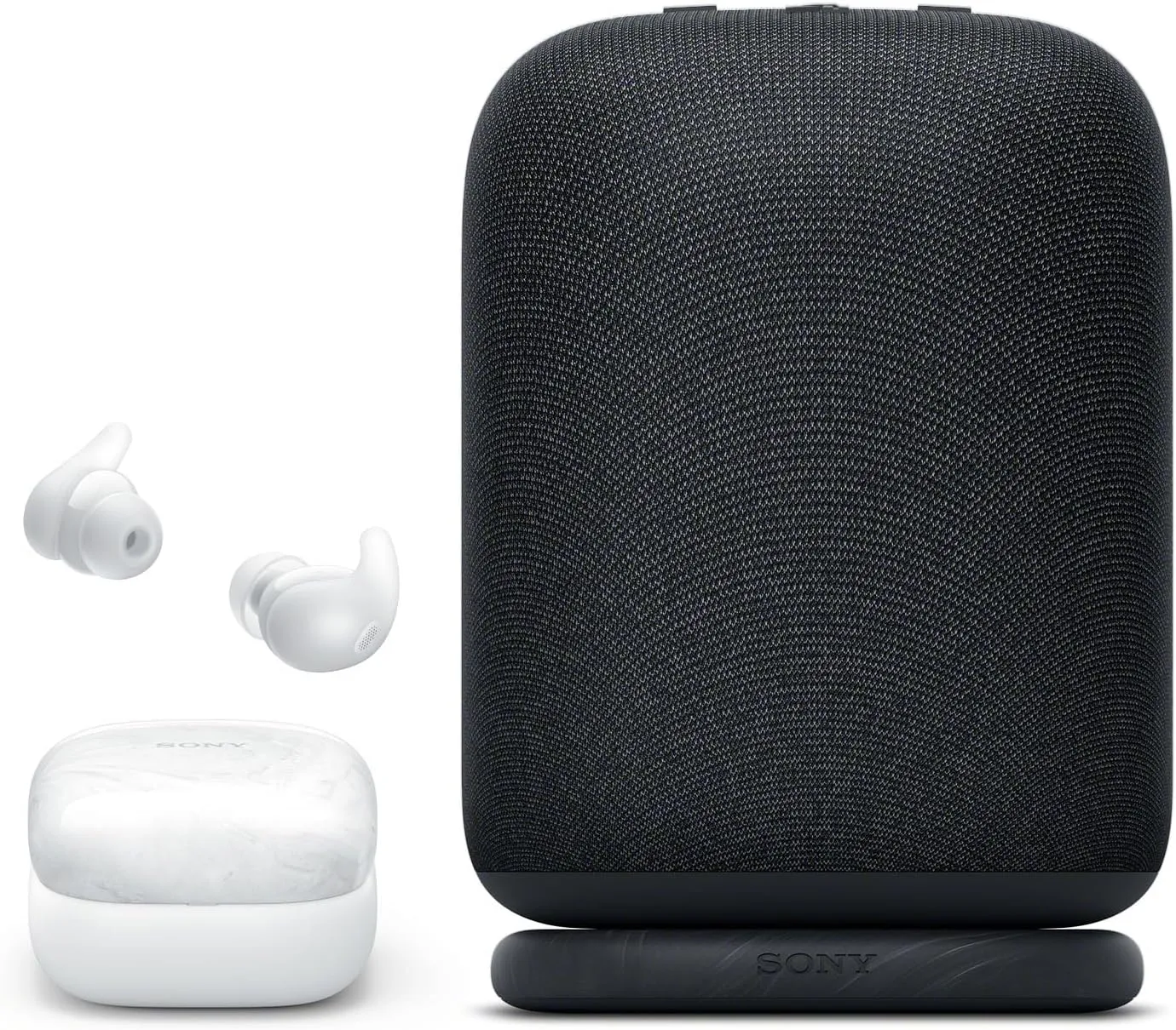 Sony LinkBuds Fit Truly Wireless Noise Canceling Earbud Headphones, Small & Light with Newly Developed Air Fitting Supporters, White LinkBuds Wireless Portable Bluetooth Speaker, Black