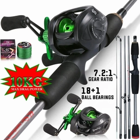 Sougayilang Casting Fishing Combo – 1.7m Carbon Fiber Rod & 7.2:1 High Gear Ratio Reel