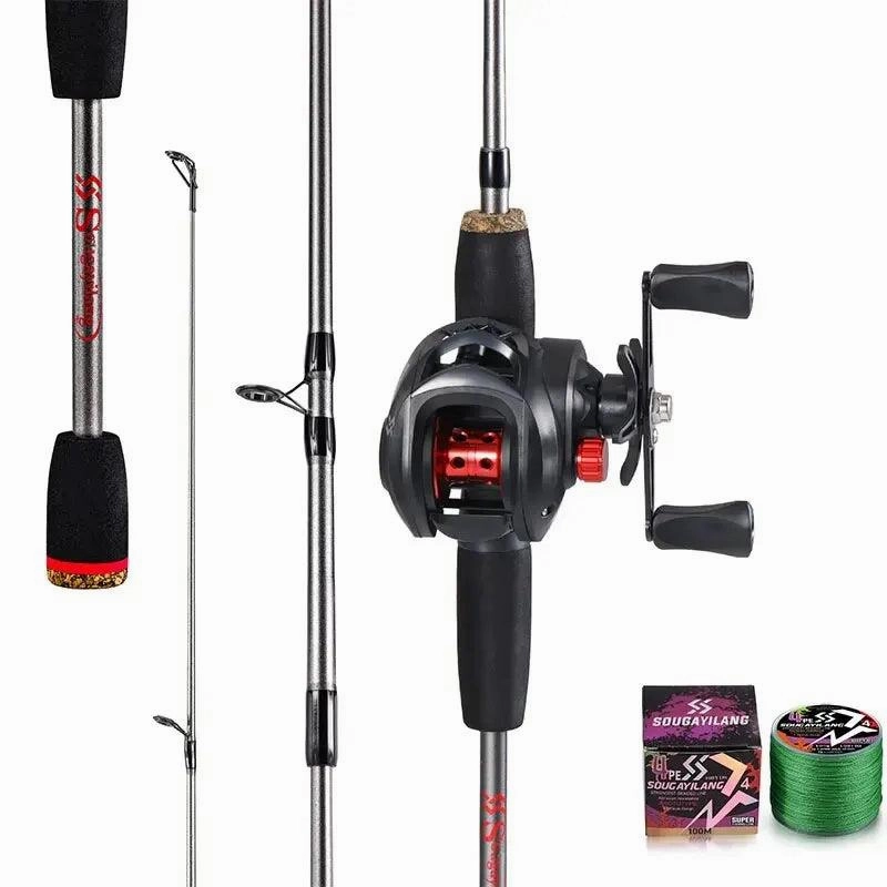 Sougayilang Casting Fishing Combo – 1.7m Carbon Fiber Rod & 7.2:1 High Gear Ratio Reel