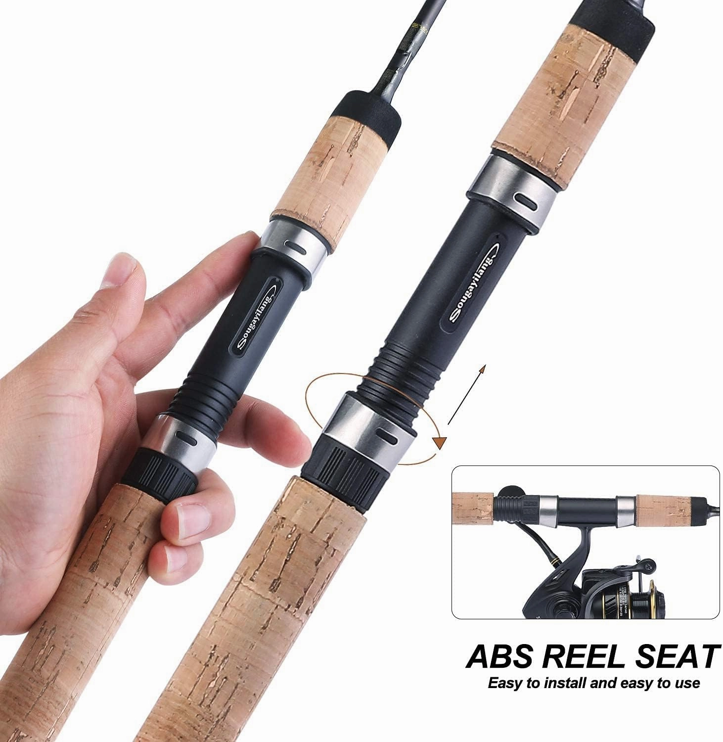 Sougayilang Fishing Rods Graphite Lightweight Ultra Light Trout Rods 2 Pieces Cork Handle Crappie Spinning Fishing Rod