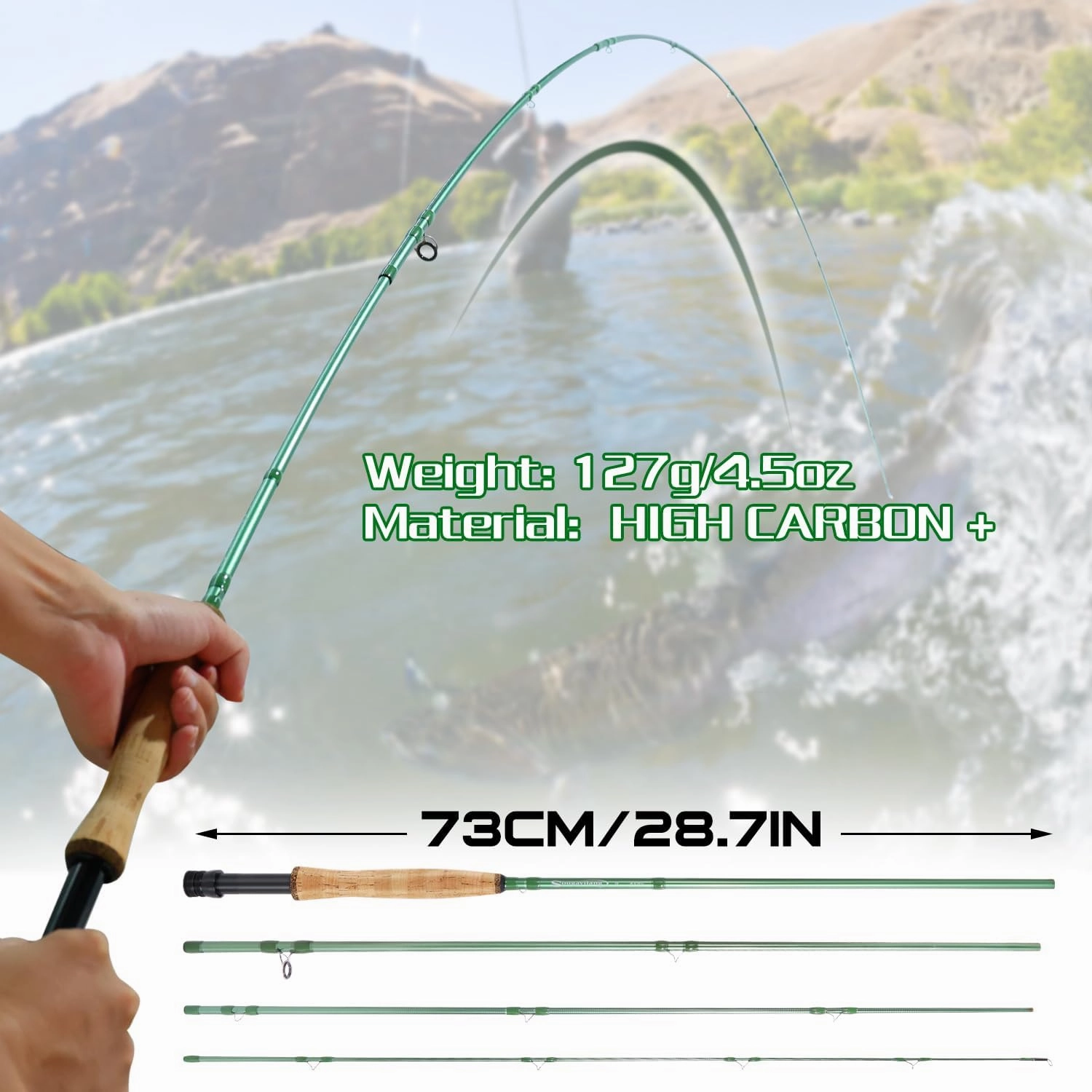 Sougayilang Fly Fishing Rod - High-Performance IM8 Carbon Blank, 9ft for 5/6wt and 7/8wt, Travel-Friendly Design