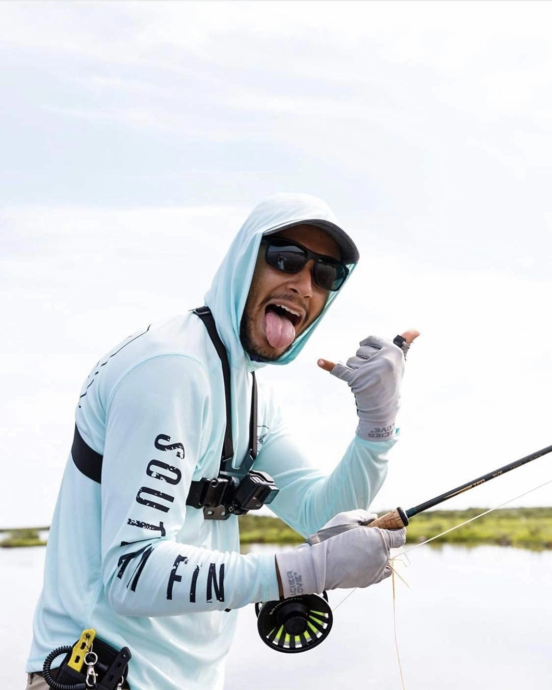 Southern Fin Apparel Performance Fishing Hoodie Shirt for Men Women UPF UV 50  Lightweight With Hood
