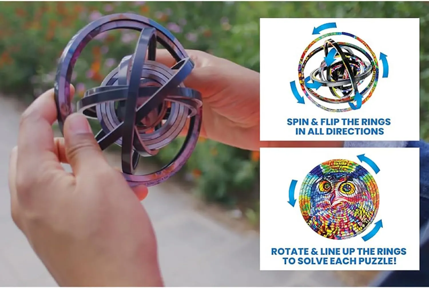 Spin Flip Puzzle: TMNT Turtle Power, 12 Rings, 3D Puzzle, Challenging, Fun, Interactive Brain Teaser for Kids and Adults, Stimulates Creativity