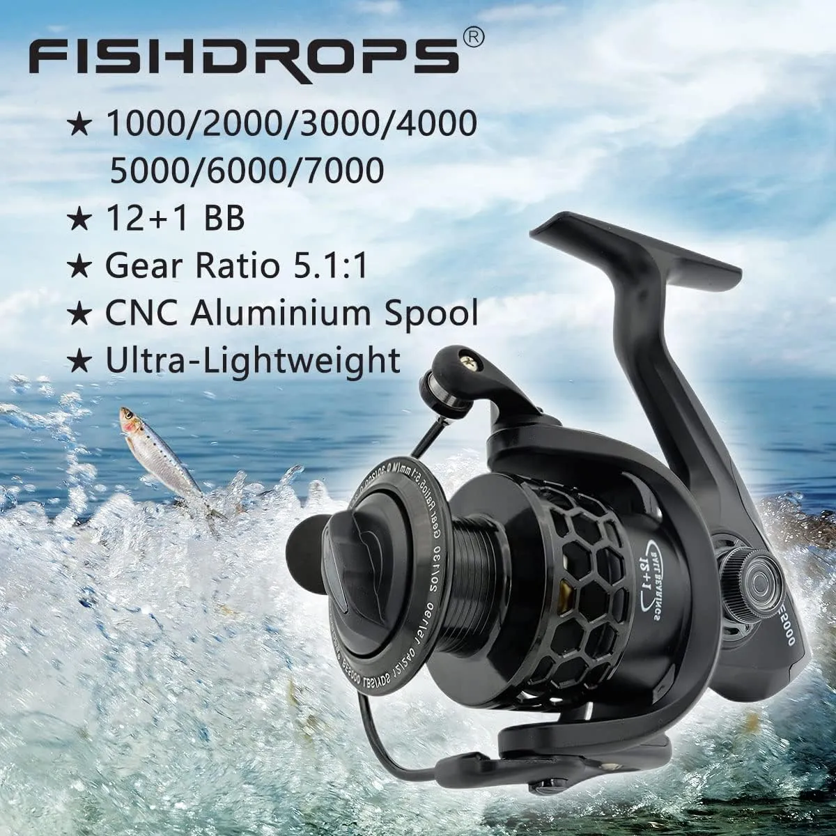 Spinning Fishing Reels 12 1BB Ultra Lightweight Carved Aluminum Spool Reels Affordable Smooth Spinning Reels