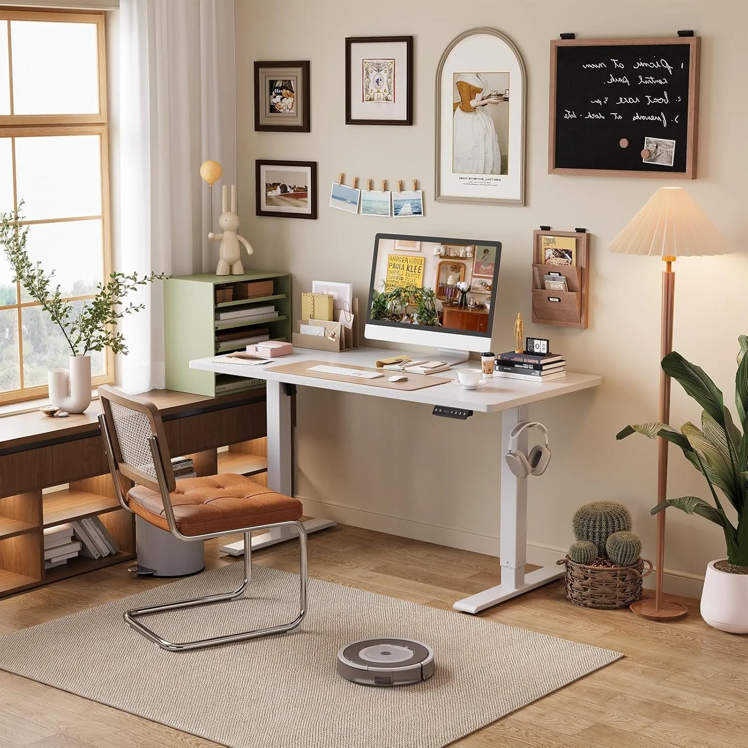 Standing Desk Frame- Stand Up Desk Adjustable Frame for 43''-70'' Tabletop, Sit Stand Desk Legs, Ergonomic Electric Standing Desk Base Desk Base with Smart Controller System (Frame Only) White