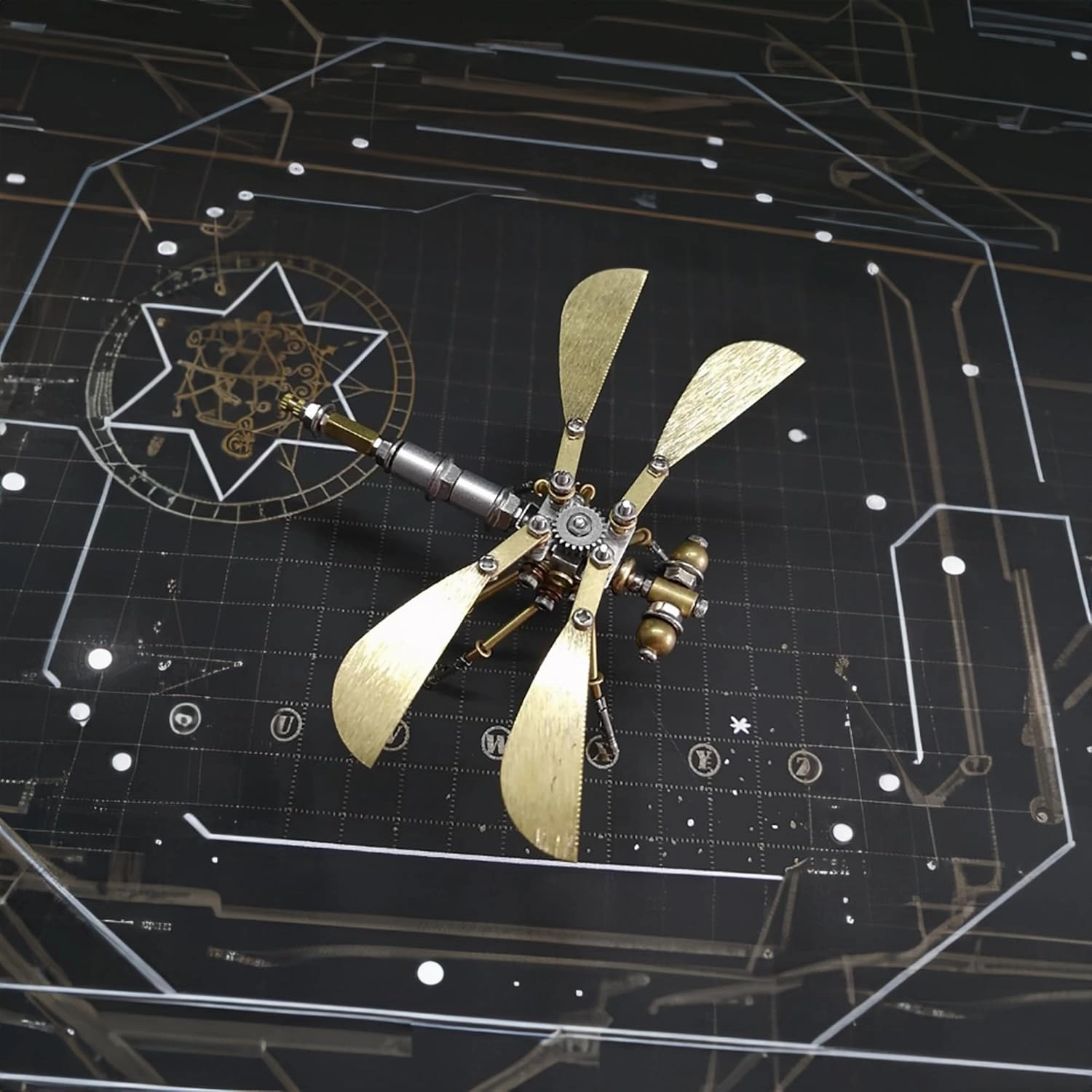 Steampunk Metal Insect Bug Sculpture Clockwork 3D Creative Mechanical Insect Kit Puzzle Mechanical Insects Dragonfly Model Engineering Puzzle for Christmas Ornaments(Ujinensis Dragonfly)