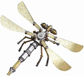 Steampunk Metal Insect Bug Sculpture Clockwork 3D Creative Mechanical Insect Kit Puzzle Mechanical Insects Dragonfly Model Engineering Puzzle for Christmas Ornaments(Ujinensis Dragonfly)