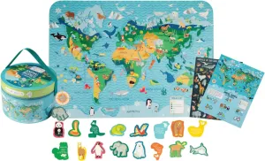 Stephen Joseph, World Map Puzzle Animal Biomes with 3D Animal Pieces – Includes 16 Play Pieces with Fun Facts and Stands, Includes 8.5 x 11 Poster, Jigsaw Puzzle for Girls & Boys 3  Years